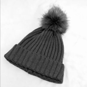 Kendall + Kylie grey pom beanie